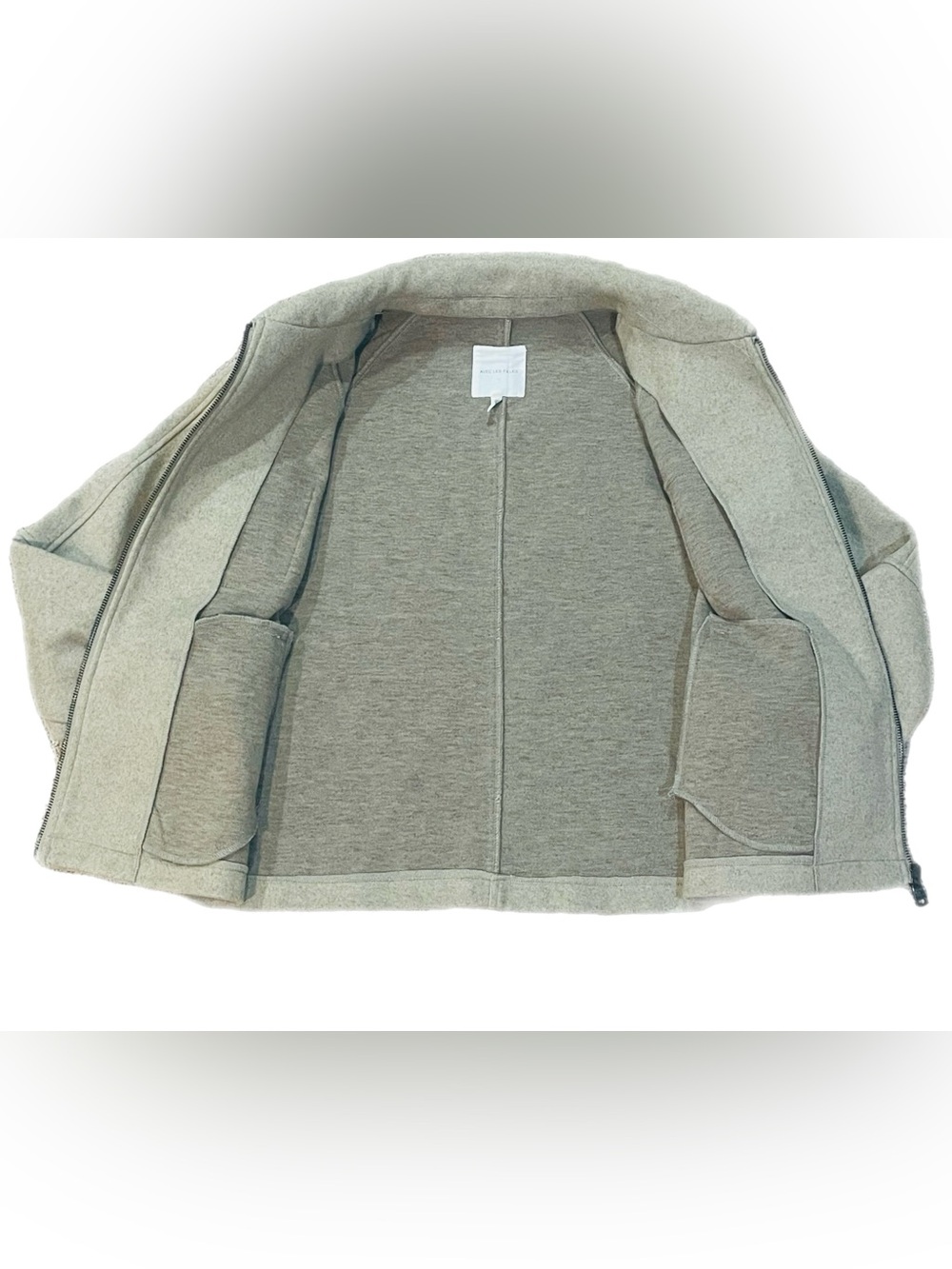 Anthropologie Avec Les Filles Relaxed Zip Front Shacket Oatmeal Felted Jacket S - Picture 4 of 9